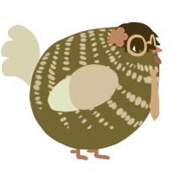 A pink and brown chicken with a bar pattern