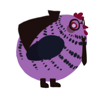 A blurple and tumblr chicken with a bar pattern