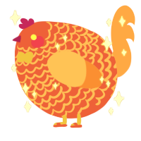A crimson and vermilion chicken with a lace pattern