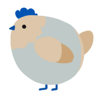 A silver and beige chicken with a head pattern