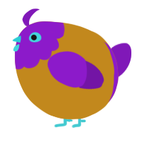 A ochre and violet chicken with a head pattern