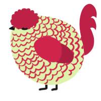 A apple and crimson chicken with a lace pattern