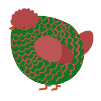 A leaf and red chicken with a lace pattern