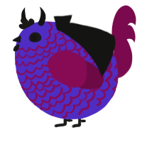 A indigo and wine chicken with a lace pattern