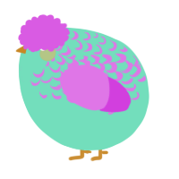 A mint and orchid chicken with a half-lace pattern