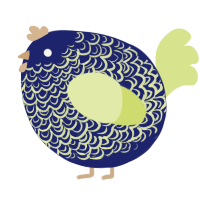 A navy and lemon chicken with a double-lace pattern