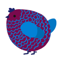 A wine and sapphire chicken with a lace pattern