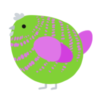 A grass and orchid chicken with a bar pattern