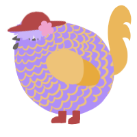 A lilac and honey chicken with a lace pattern