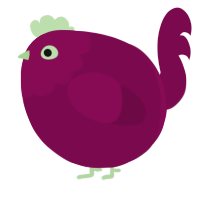 A wine chicken with a head pattern