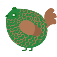 A viridian and brown chicken with a lace pattern