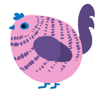 A pink and overcast chicken with a bar pattern