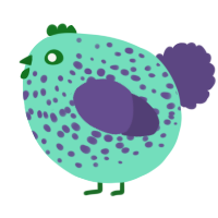 A mint and overcast chicken with a speckle pattern