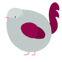 A silver and maroon chicken