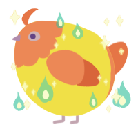 A yellow and vermilion chicken with a head pattern