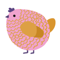 A pink and orange chicken with a lace pattern