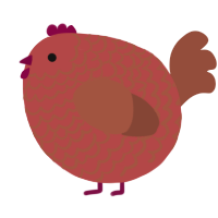 A red and russet chicken with a lace pattern
