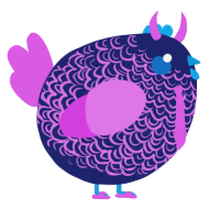 A navy and orchid chicken with a double-lace pattern