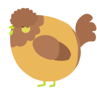 A honey and brown chicken with a head pattern