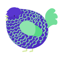 A indigo and spring chicken with a lace pattern