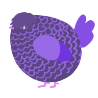 A overcast and blurple chicken with a lace pattern
