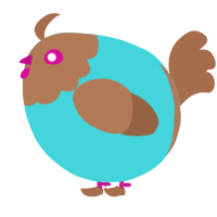 A aqua and brown chicken with a head pattern