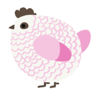 A white and pink chicken with a lace pattern