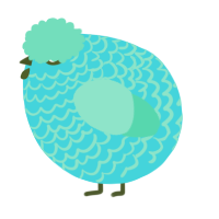A aqua and mint chicken with a lace pattern