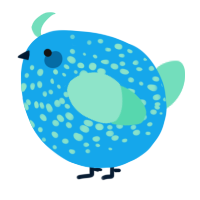 A sky and mint chicken with a speckle pattern