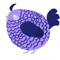 A lilac and navy chicken with a lace pattern