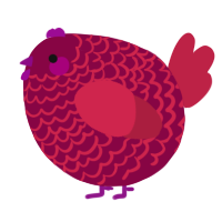 A maroon and crimson chicken with a lace pattern