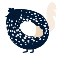 A tumblr and cream chicken with a speckle pattern