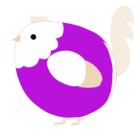 A amethyst and cream chicken with a head pattern