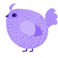 A lilac chicken with a lace pattern