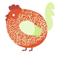 A vermilion and apple chicken with a double-lace pattern