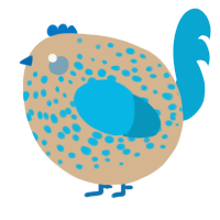 A beige and cerulean chicken with a speckle pattern