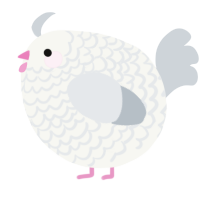 A white and mist chicken with a lace pattern