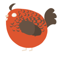 A vermilion and bark chicken with a half-lace pattern