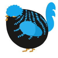 A sable and sky chicken with a half-bar pattern
