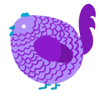 A lilac and violet chicken with a lace pattern