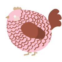 A rose and russet chicken with a lace pattern