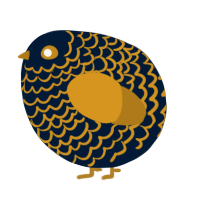 A tumblr and ochre chicken with a lace pattern