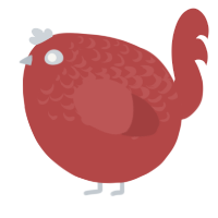 A red chicken with a half-lace pattern