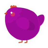 A plum chicken with a head pattern