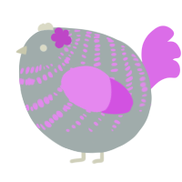 A silver and lavender chicken with a lace pattern