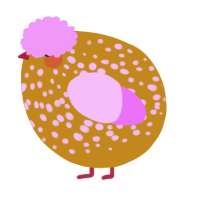 A ochre and lavender chicken with a speckle pattern
