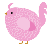 A pink chicken with a lace pattern
