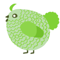 A gluppy and grass chicken with a lace pattern