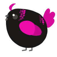 A sable and fuchsia chicken with a neck-band pattern