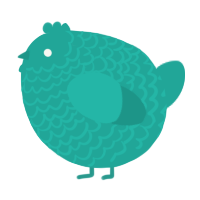 A turquoise chicken with a lace pattern